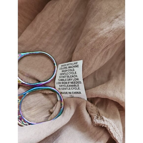 Gomorn Pants Womens L US 8/10 Beige Neutral Zip Pockets Wide Leg Dress Stretch - Picture 10 of 14